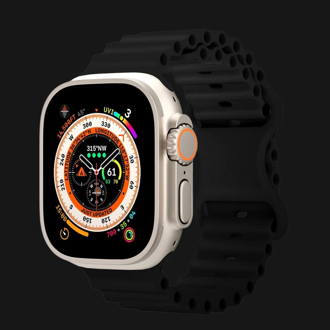 Black AdventureFlex Silicone Apple Watch Strap